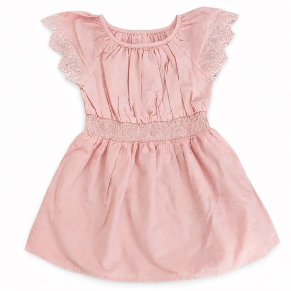 GAP Other - Baby GAP Blush Pink Dress 18-24mo eyelet sleeves & smocked waist
